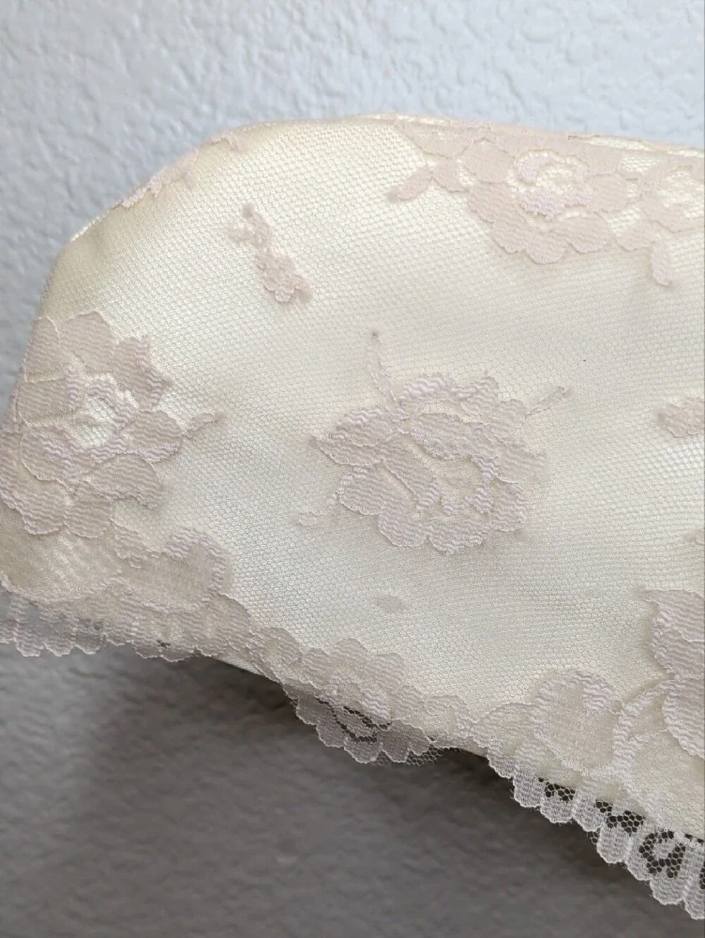 Vintage 60s I Magnin Ivory Lace Satin Hanger Wedding Dress Formal